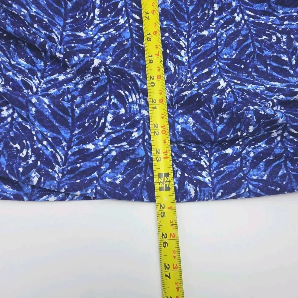LL Bean Swim Top Tankini Women Sz 18 Padded Bra Blue White Adjustable UPF 50+
